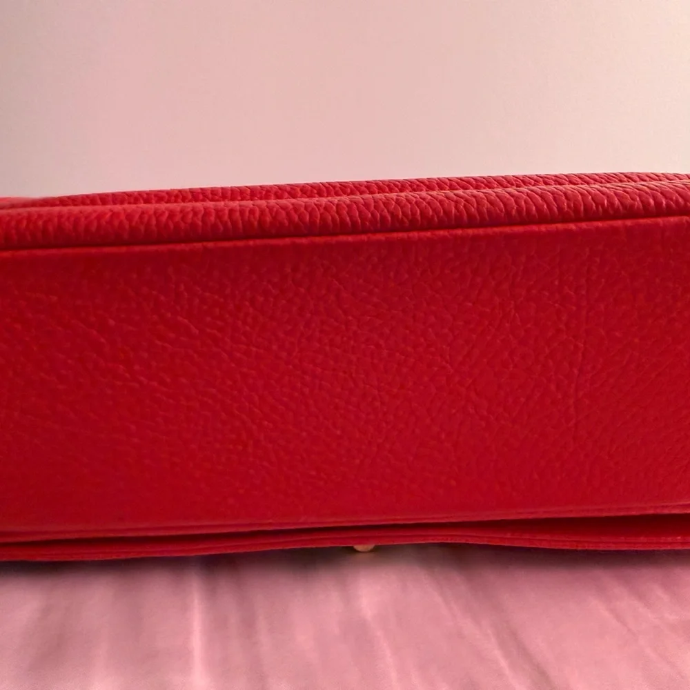 Valentino By Mario Valentino Red Studded V-Logo Shoulder Bag - Picture 6 of 13